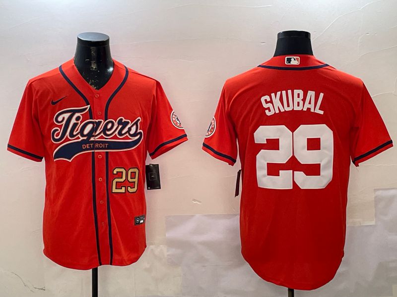 Men Detroit Tigers #29 Skubal Orange Joint Name 2025 Nike MLB Jersey style 4